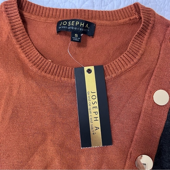 Joseph A. Sweater Women Small Top Sweatshirt Color Block Gold Buttons Split B11 - Picture 8 of 8